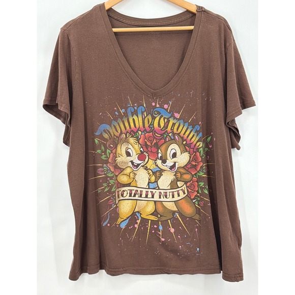 Disney Tops - Vintage Disney Jerry Leigh Chip n Dale Double Trouble V-Neck T-Shirt 4X Plus